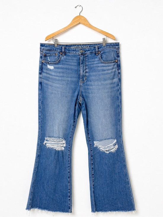 American Eagle Outfitters Denim - American Eagle Super High-Rise Flare Jeans Size 18 Distressed Next Level Stretch